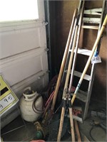 4FT LADDER & MISC. YARD TOOLS