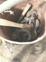 Watkins metal bucket with tools