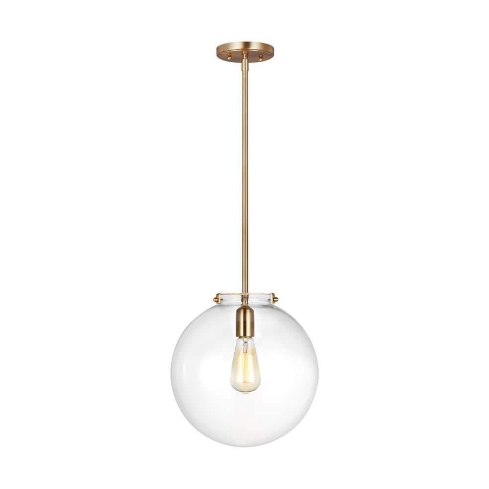 Kate 1-Light Satin Brass Pendant w/ Clear Shade