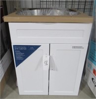 Laundry sink cabinet with stainless steel single