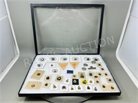 collection of military pins in case