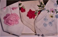lot of 3 Embroidered Handkerchiefs in Box