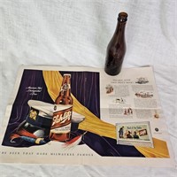 Early Embossed Schlitz Bottle & Paper Ad