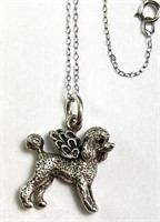 Italian Sterling Chain/Sterling Poodle Pendant 5 G