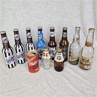 10 Assorted Miller Beer Bottles & Can