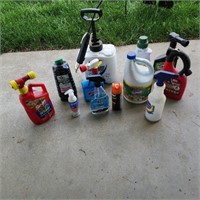 Crate of Lawn and Yard Care products plus Window