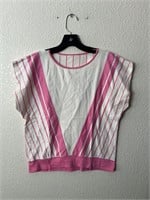 Vintage Pink & White Striped Sleeveless Blouse