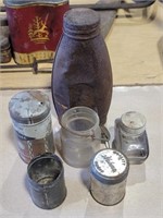 Vintage Jars and Tin Bottle