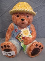 ''Flower Basket Hat''  Teddy Bear Cookie Jar