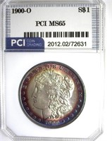 1900-O Morgan PCI MS65 Blue Purple Rim