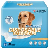 Honey Care All-Absorb Male Dog Wrap, 50 Count
