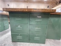 Wood Work Shop Table w/ Metal Storage Bases