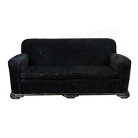 Art Deco Black Velvet Sofa