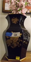 Blue Italian Vase with Gold Flowers