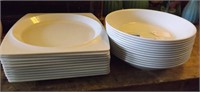 Set of White Ornamin Melamine Bowls and Plates