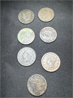 7 Liberty Large Cent Pieces.