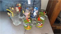 Garfield mugs, Star Wars and Flintstones glasses