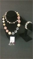 Unused Jewellery Pretty Pink Necklace, Bracelet &