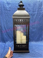 Lrg patio 3-candle lanterns - 28in (battery)-works