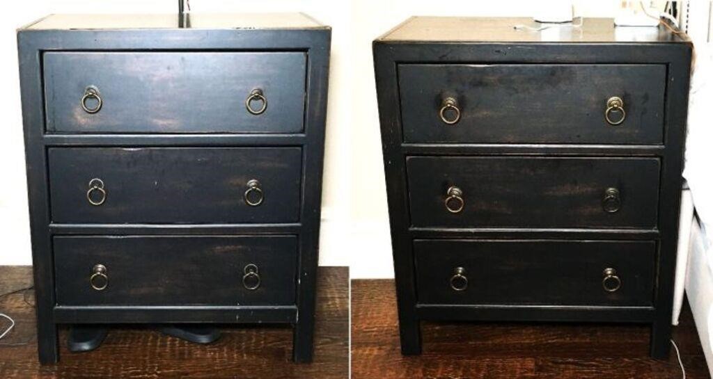 Pair of Black Distressed Nightstands