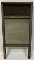 ANTIQUE ADVERTISING WASHBOARD W GLASS INSERT