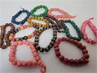 (12) Chinese Wood Bead Bracelets