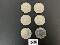 6) KENNEDY HALF DOLLARS