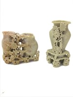 Small Carved Soapstone Vases