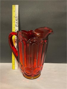 Amberina red glass pitcher