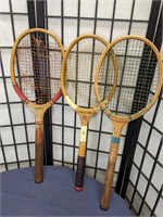3 Vintage Tennis Racquets