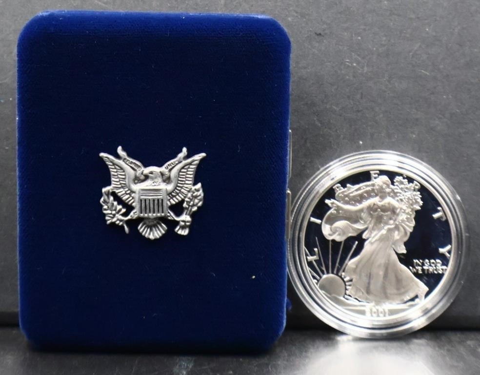 2001 silver eagle 1oz proof coin in box