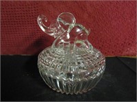 Elephant Top Lid Candy Dish 5 3/4" Wide 6"Tall