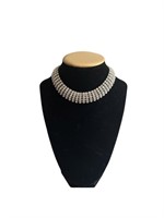 Platinum Art Deco 5 Stranded Diamond Row Necklace