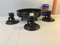 Painted Black Glass Pieces