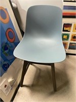 Super Cute Wood look frame chair blue seat