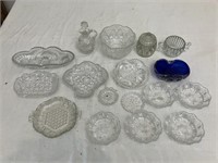 Cobalt Art Glass Ashtray/Assorted Pressed/Cut