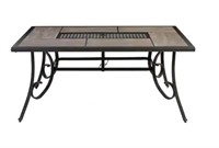 Steel Rectangular Patio Dining Table w/ Tile Top