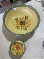 Bella Casa Sunflower Bowls, larger about 12-1/2”