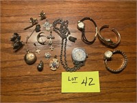 VINTAGE JEWELRY& WIND UP WATCHES