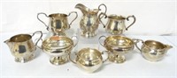 Lot of 8 Sterling Creamers and Sugars