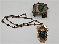 Vintage Jade Textured Copper & Brass