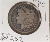 1890CC Morgan Silver Dollar- VG+