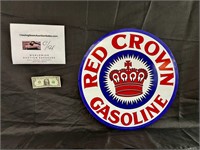 Red Crown gas sign round