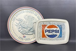 Two 1970s Pepsi Drinking Trays