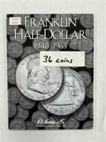 36 Franklin Silver Half Dollars