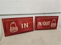 Arby's In & Arby's Out Plastic Signs