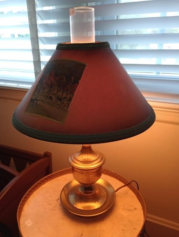 Cute hammered brass chimney lamp, 20"