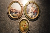 (Set of 3) Vintage Oval Pictures