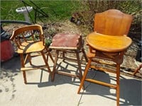 3 Wooden High Chairs, Repairs Needed