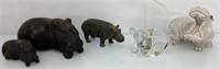 4 Hippo figurines